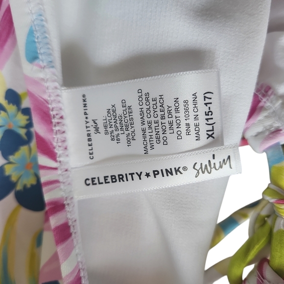 Celebrity Pink Swim Floral Cutout One Piece Swimsuit XL - Picture 7 of 7